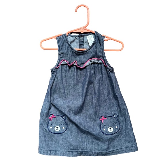 Caters Just one you dress 18 months Girls bear design denim blue sleeveless - Picture 1 of 10